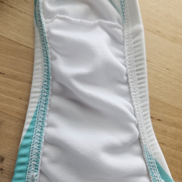 Kona Sol V Neck Over The Shoulder 1 Piece Swimsuit Turquoise Stripe Sz Lg - Picture 8 of 8